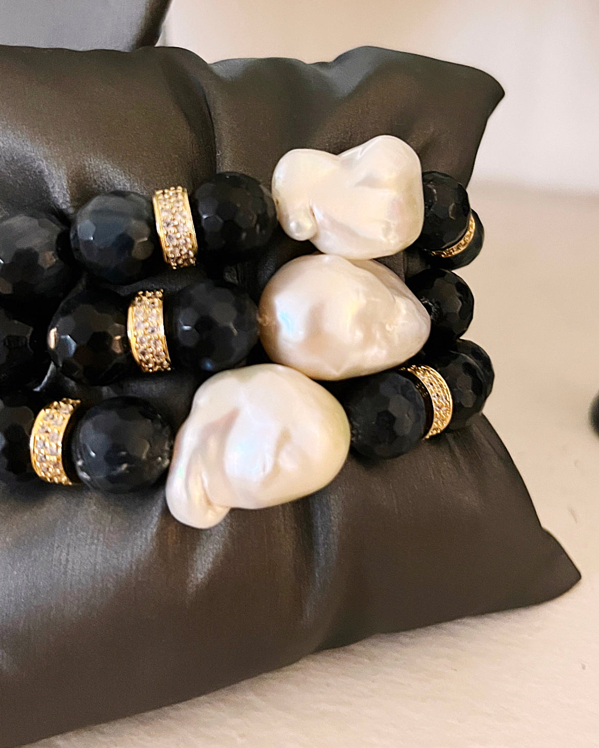 Caviar White Pearl Wristlet
