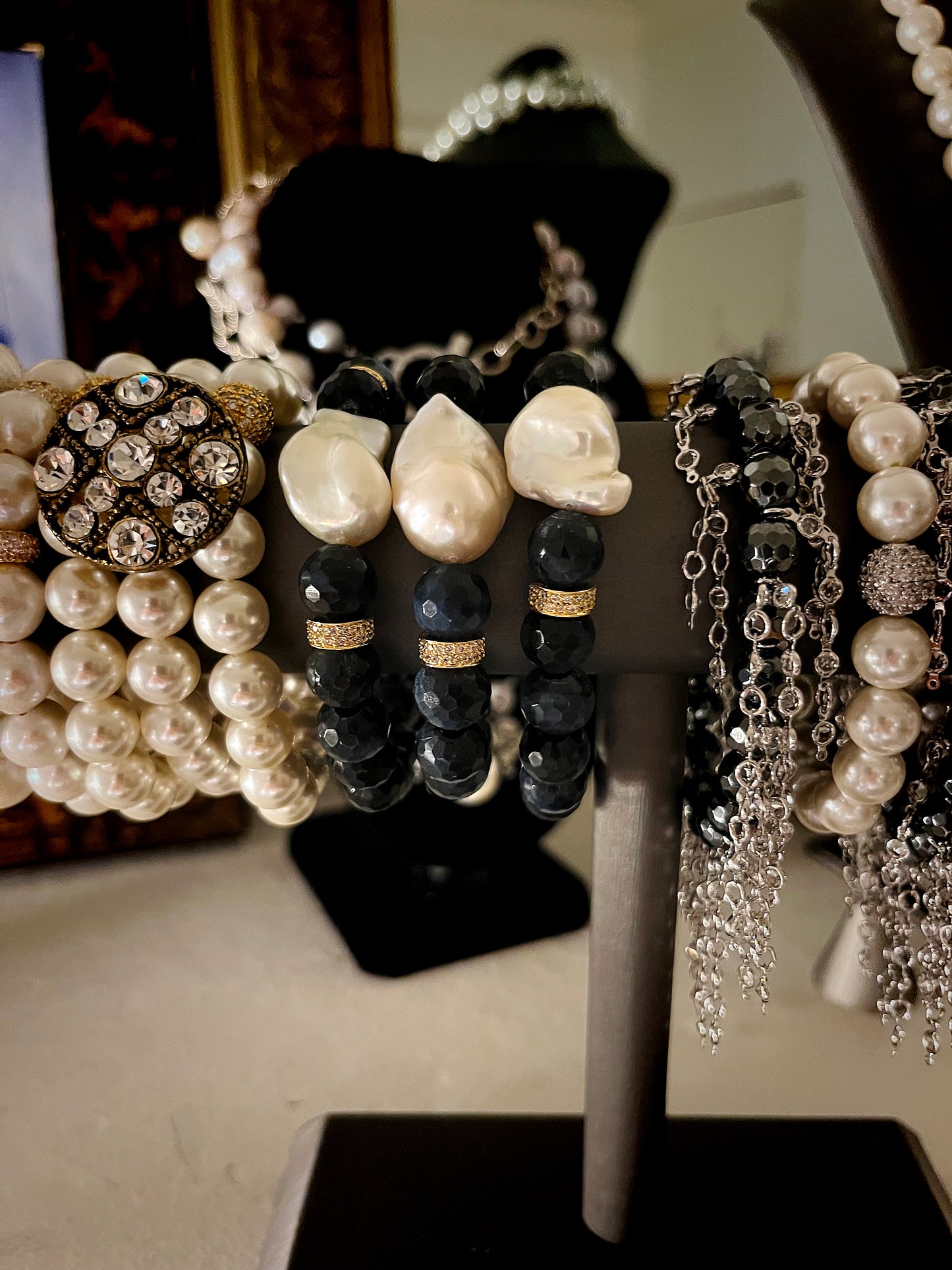 Caviar White Pearl Wristlet