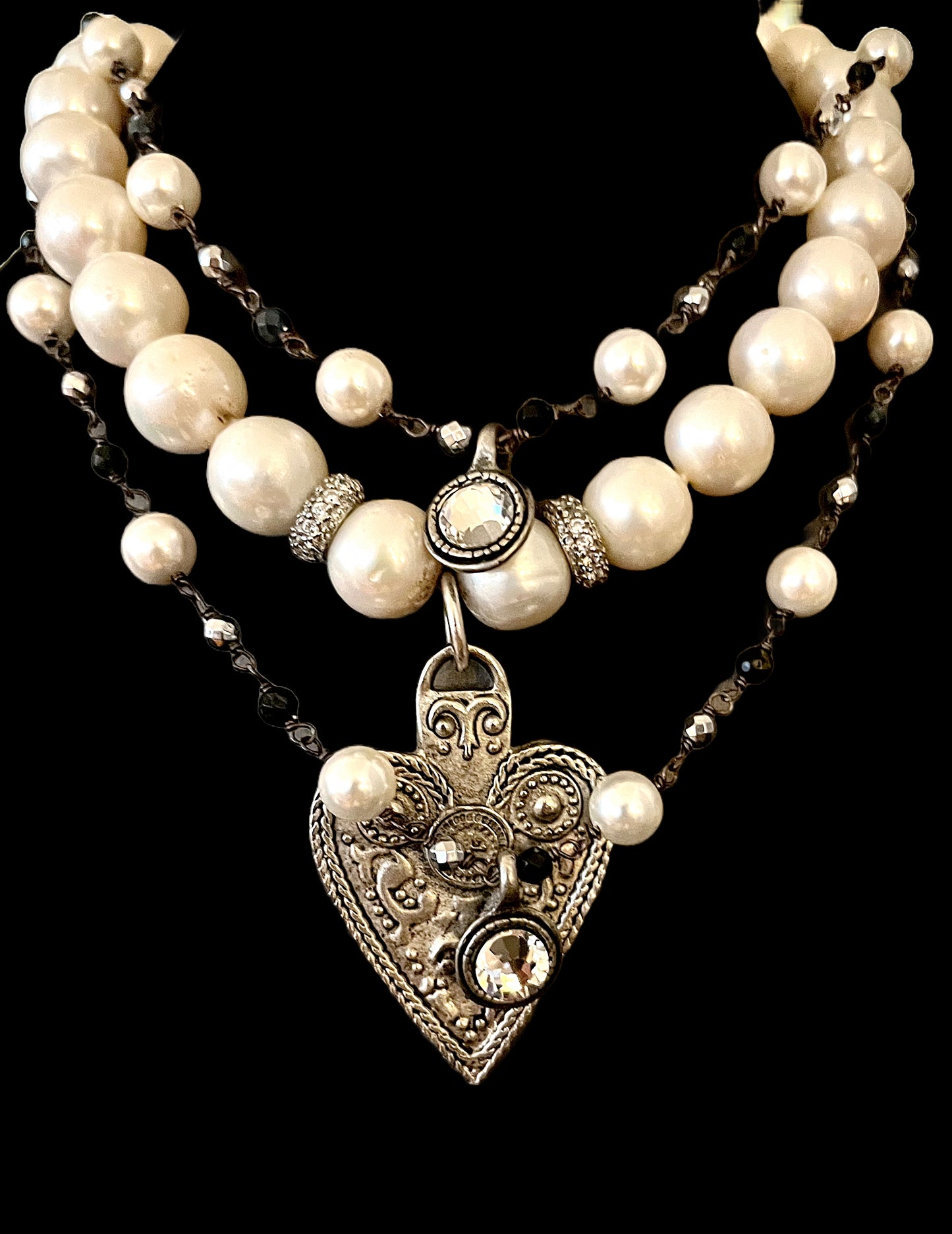 Silver Heart Necklace 15"