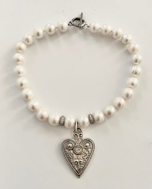 Silver Heart Necklace 15"